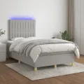 cadre de lit matelas LED Gris clair 120x200 cm Tissu