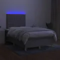 cadre de lit matelas LED Gris clair 120x200 cm Tissu