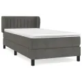 cadre de lit et matelas Gris foncé 90x200 cm Velours