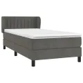 cadre de lit et matelas Gris foncé 90x200 cm Velours