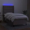 cadre de lit matelas et LED Taupe 100x200 cm Tissu