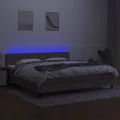 cadre de lit et matelas et LED Taupe 200x200cm Tissu