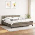 cadre de lit avec matelas Taupe 200x200 cm Tissu