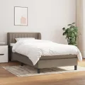 cadre de lit avec matelas Taupe 90x190 cm Tissu