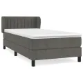 cadre de lit et matelas Gris foncé 90x190 cm Velours