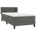 cadre de lit et matelas Gris foncé 90x190 cm Velours
