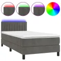 cadre de lit et matelas et LED Gris foncé 90x190cm