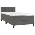 cadre de lit et matelas et LED Gris foncé 90x190cm