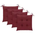Chaises de jardin 4 pcs avec coussins bordeaux Teck solide