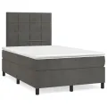 cadre de lit et matelas gris foncé 120x190cm velours