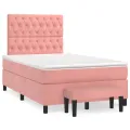 cadre de lit avec matelas rose 120x190 cm velours