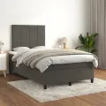 cadre de lit et matelas gris foncé 120x190cm velours