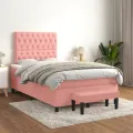 cadre de lit avec matelas rose 120x190 cm velours
