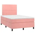 cadre de lit avec matelas rose 120x190 cm velours