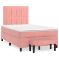 cadre de lit avec matelas rose 120x190 cm velours