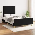 Cadre de lit avec tête de lit noir 120x190 cm tissu