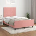 Cadre de lit avec tête de lit rose 120x190 cm velours