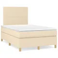cadre de lit avec matelas crème 120x190 cm tissu
