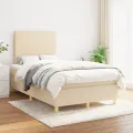 cadre de lit avec matelas crème 120x190 cm tissu