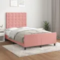 Cadre de lit avec tête de lit rose 120x190 cm velours