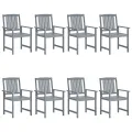 Chaises de jardin avec coussins 8 pcs Bois d'acacia solide Gris