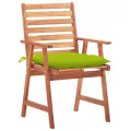 Chaises à dîner d'extérieur 3 pcs avec coussins Acacia massif