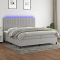 cadre de lit et matelas et LED Gris clair 200x200 cm
