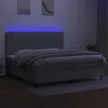 cadre de lit et matelas et LED Gris clair 200x200 cm