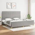 Cadre de lit avec tête de lit Gris clair 200x200 cm Tissu
