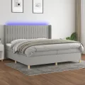 cadre de lit matelas LED Gris clair 200x200 cm Tissu