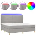 cadre de lit matelas LED Gris clair 200x200 cm Tissu