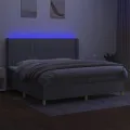 cadre de lit matelas LED Gris clair 200x200 cm Tissu