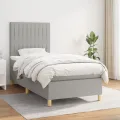 cadre de lit avec matelas Gris clair 100x200cm Tissu