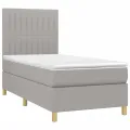 cadre de lit avec matelas Gris clair 100x200cm Tissu