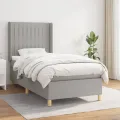 cadre de lit avec matelas Gris clair 100x200cm Tissu