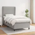 cadre de lit avec matelas Gris clair 100x200cm Tissu