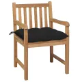 Chaises de jardin 2 pcs avec coussins noir Bois de teck massif