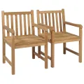 Chaises de jardin 2 pcs avec coussins noir Bois de teck massif