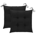 Chaises de jardin 2 pcs avec coussins noir Bois de teck massif