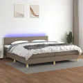 cadre de lit et matelas et LED Taupe 200x200cm Tissu