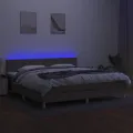 cadre de lit et matelas et LED Taupe 200x200cm Tissu