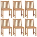 Chaises de jardin 6 pcs avec coussins Bois de teck massif