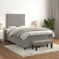 cadre de lit et matelas gris clair 120x190cm velours
