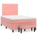 cadre de lit avec matelas rose 120x190 cm velours