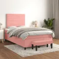cadre de lit avec matelas rose 120x190 cm velours