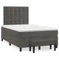 cadre de lit et matelas gris foncé 120x190cm velours