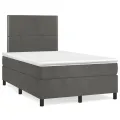 cadre de lit et matelas gris foncé 120x190cm velours