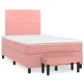 cadre de lit avec matelas rose 120x190 cm velours