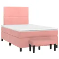 cadre de lit avec matelas rose 120x190 cm velours