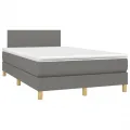 cadre de lit matelas LED gris foncé 120x190 cm tissu